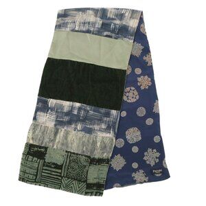 Pazuki London Patchwork Rayon Silk Scarf Blue Green